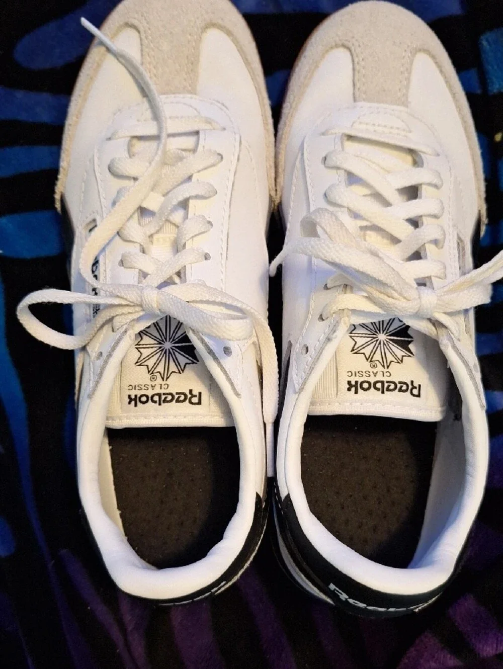 Reebok White, Black and Gum Classic Low-Top Sneakers